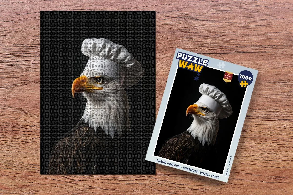 PuzzleWow Arend Amerika Koksmuts Legpuzzel 1000 Stuks - Zwart