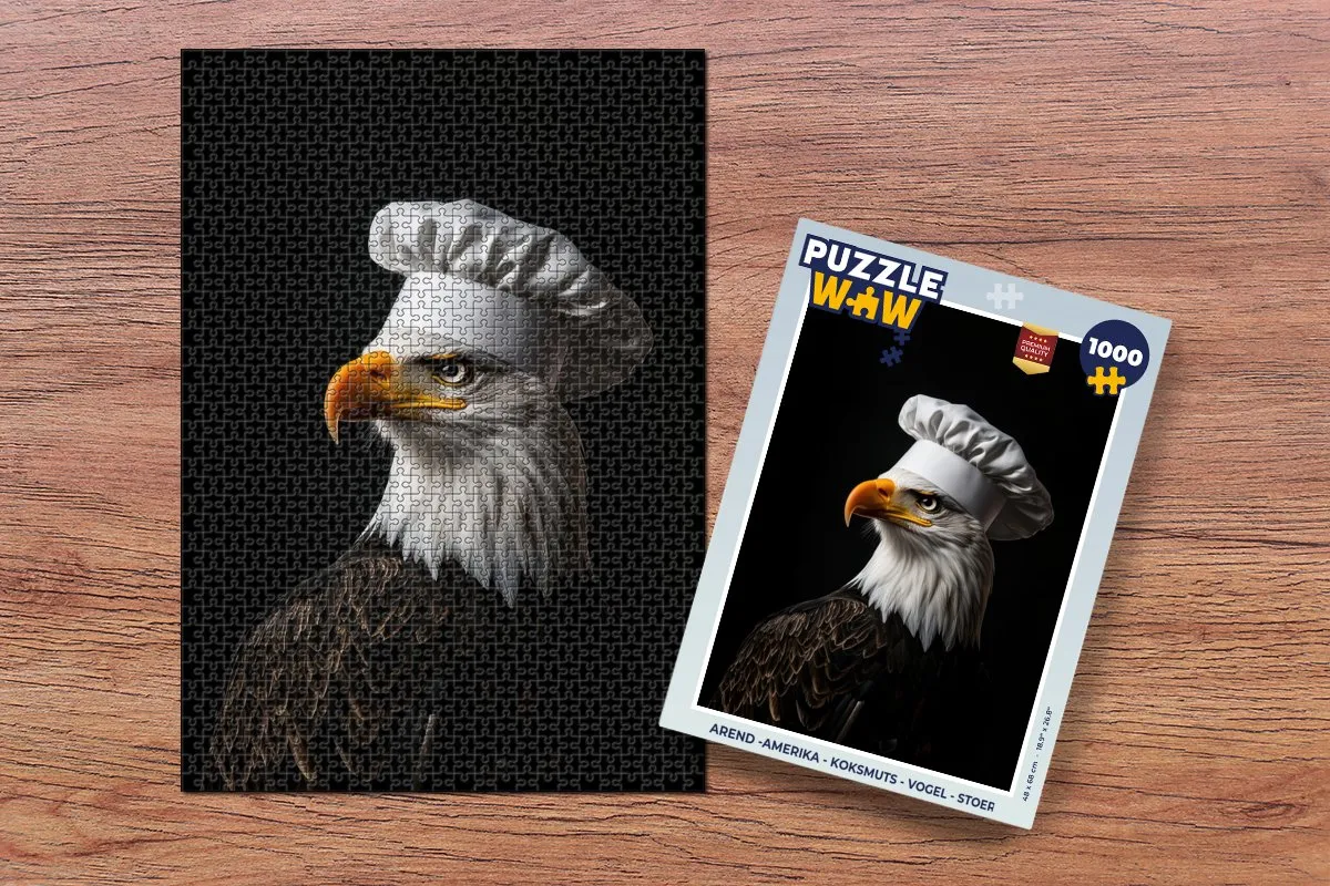 PuzzleWow Arend Amerika Koksmuts Legpuzzel 1000 Stuks - Zwart