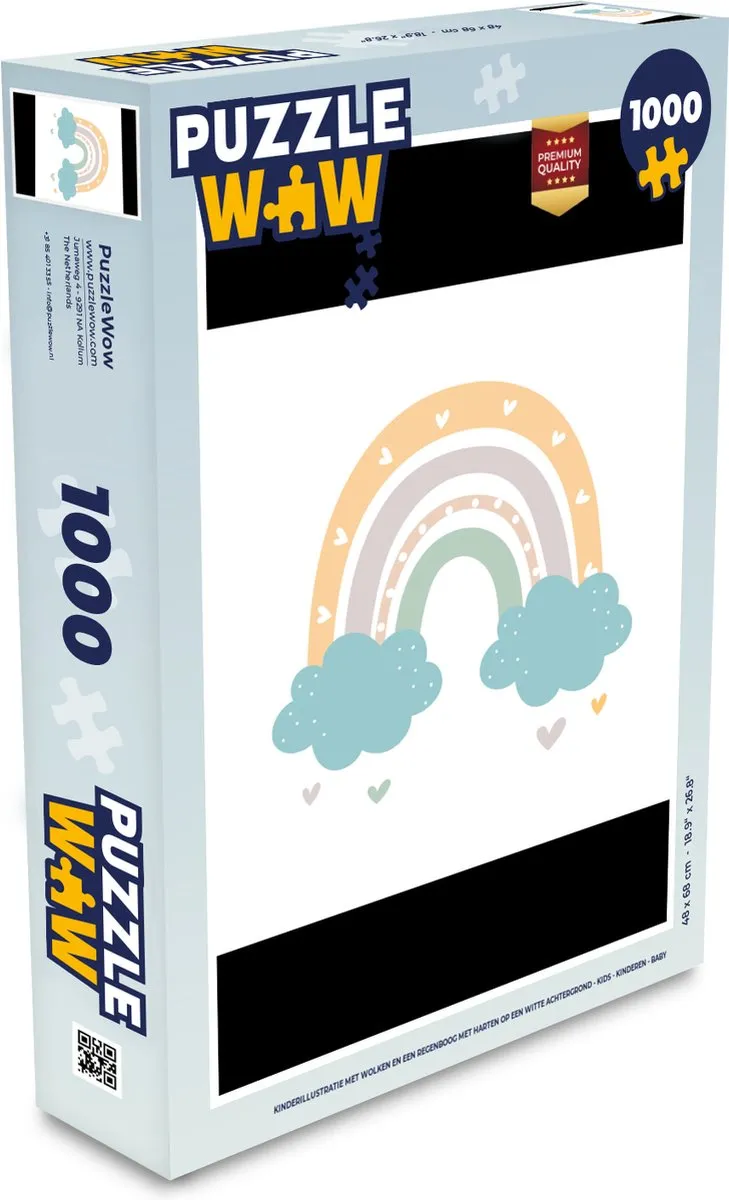 PuzzleWow Regenboog Hartjes Wolken Stippen Legpuzzel 1000 Stuks