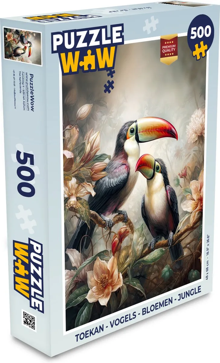 PuzzleWow Vogels Bloemen Jungle Legpuzzel 500 Stuks