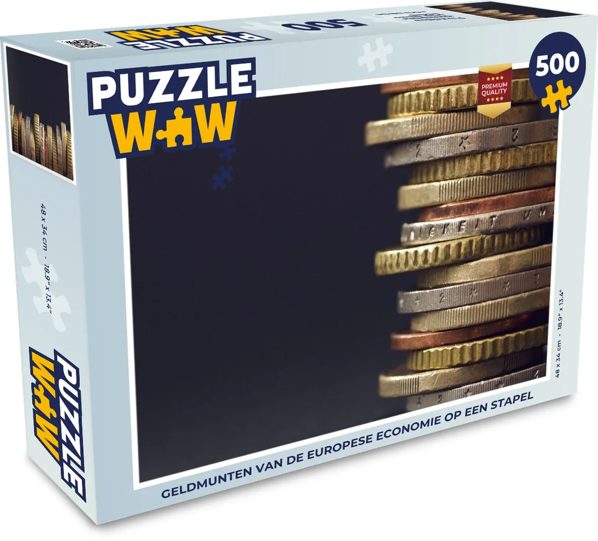 PuzzleWow Geldmunten Europese Economie Legpuzzel 500 Stuks - Multicolor