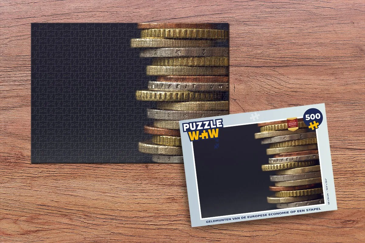 PuzzleWow Geldmunten Europese Economie Legpuzzel 500 Stuks - Multicolor