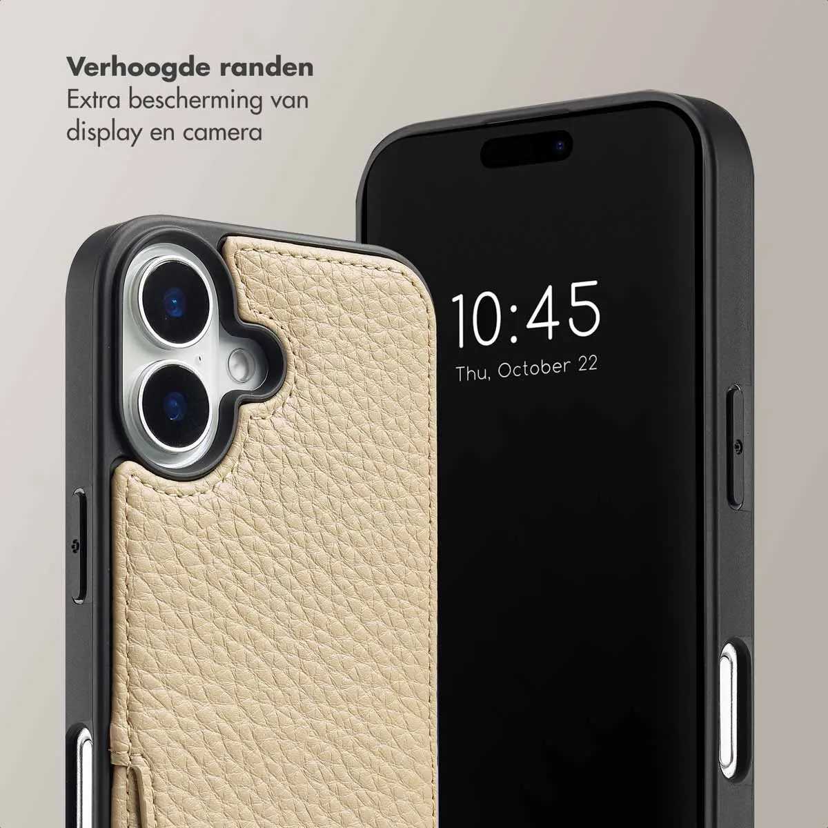 Selencia Hoesje iPhone 16 Backcover Beige - 2 Pasjes