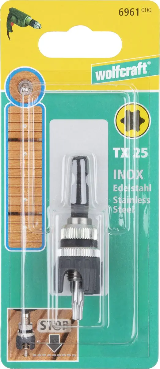 Wolfcraft Vlonderbevestiging TX25 Bit - Zwart/Zilver - afbeelding 4 van 5