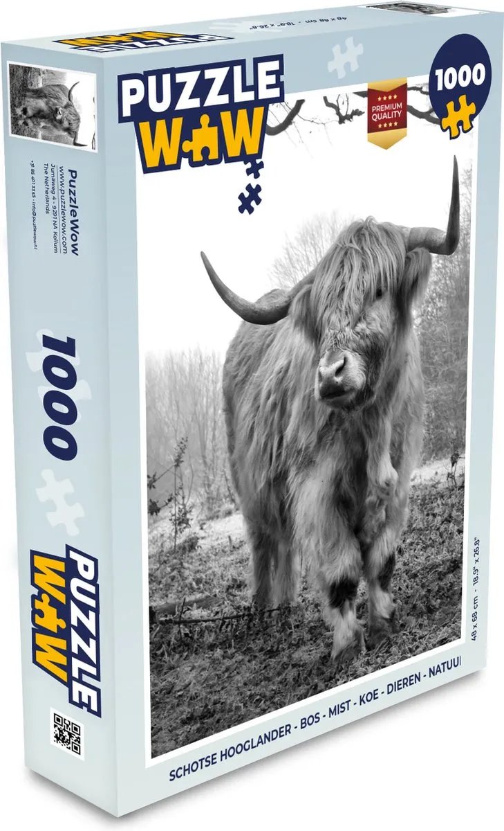 PuzzleWow Schotse Hooglander Legpuzzel 1000 Stuks - Multicolor