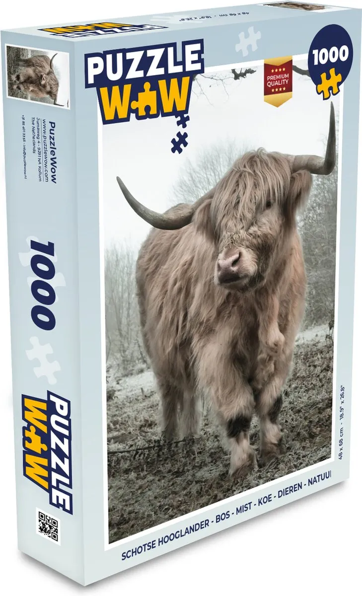 PuzzleWow Schotse Hooglander Legpuzzel 1000 Stuks - Multicolor