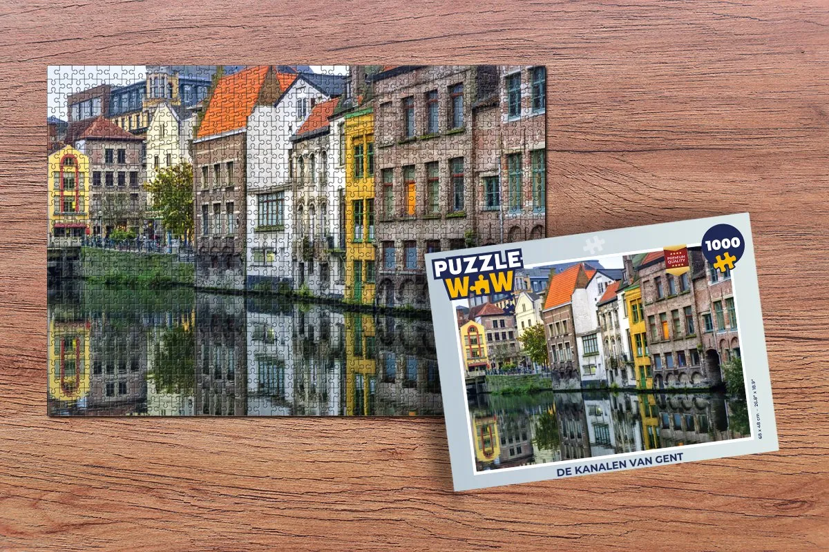 PuzzleWow De kanalen van Gent Legpuzzel 1000 Stuks - Multicolor