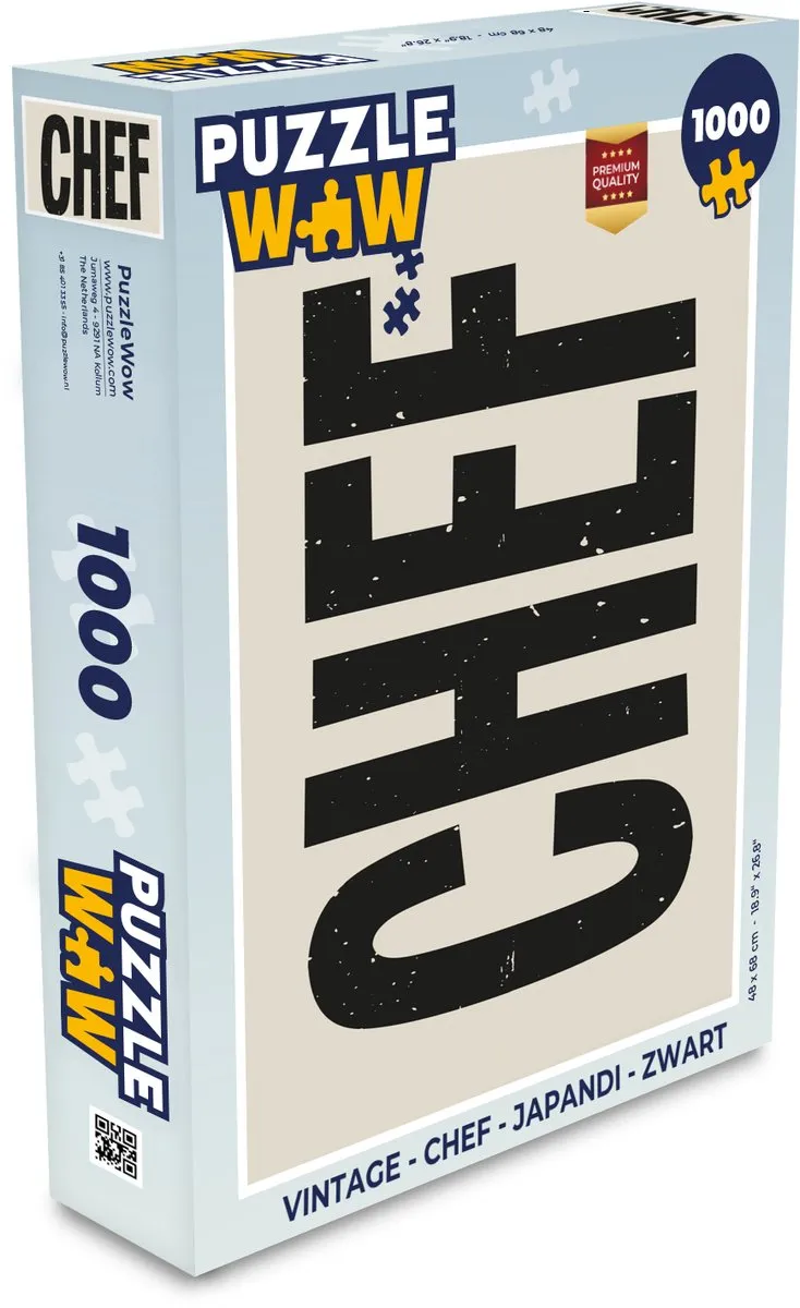 PuzzleWow Vintage Chef Legpuzzel 1000 Stuks - Zwart