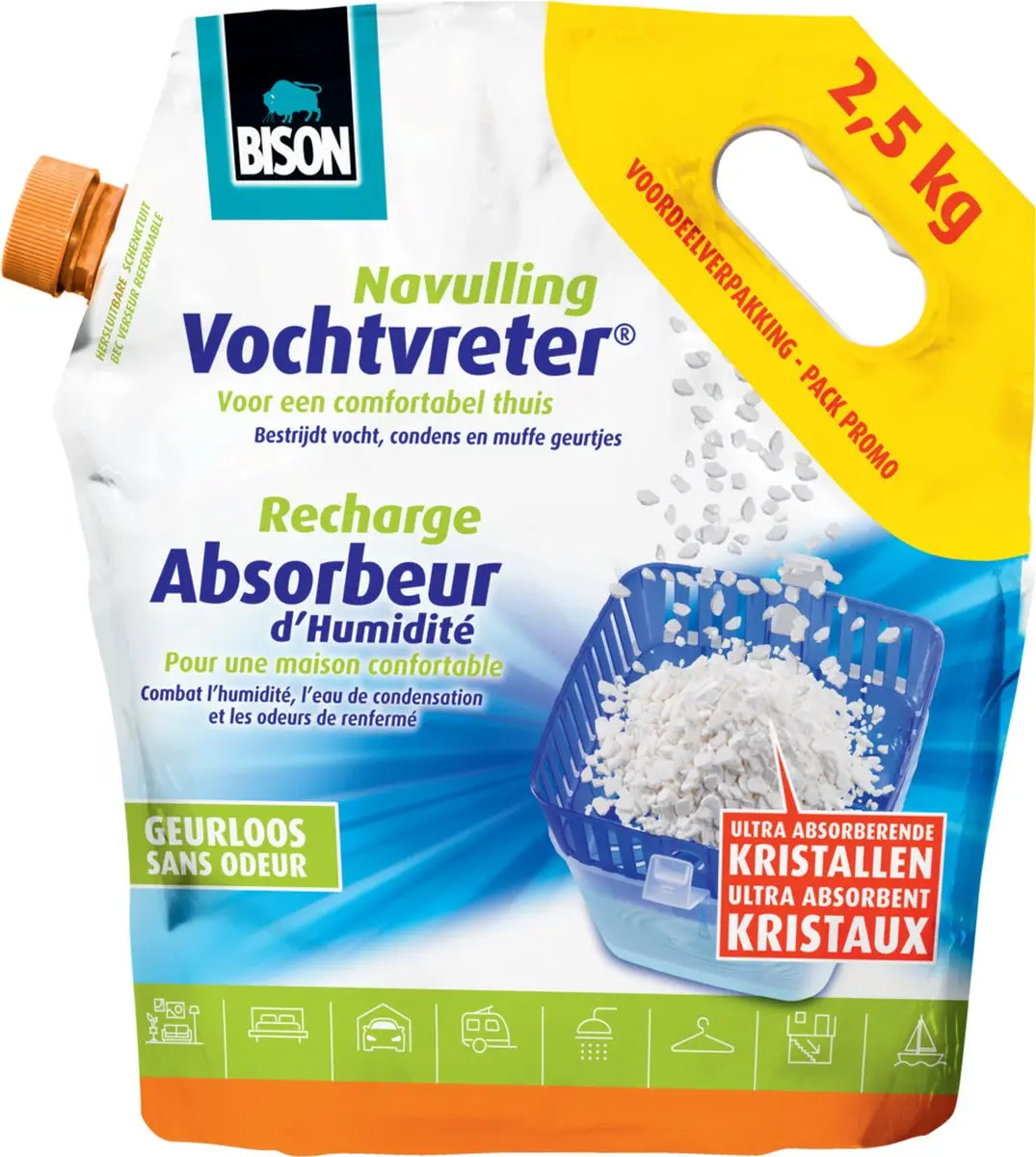 Bison Vochtvreter Losse Kristallen Neutraal 2.5kg - afbeelding 3 van 5