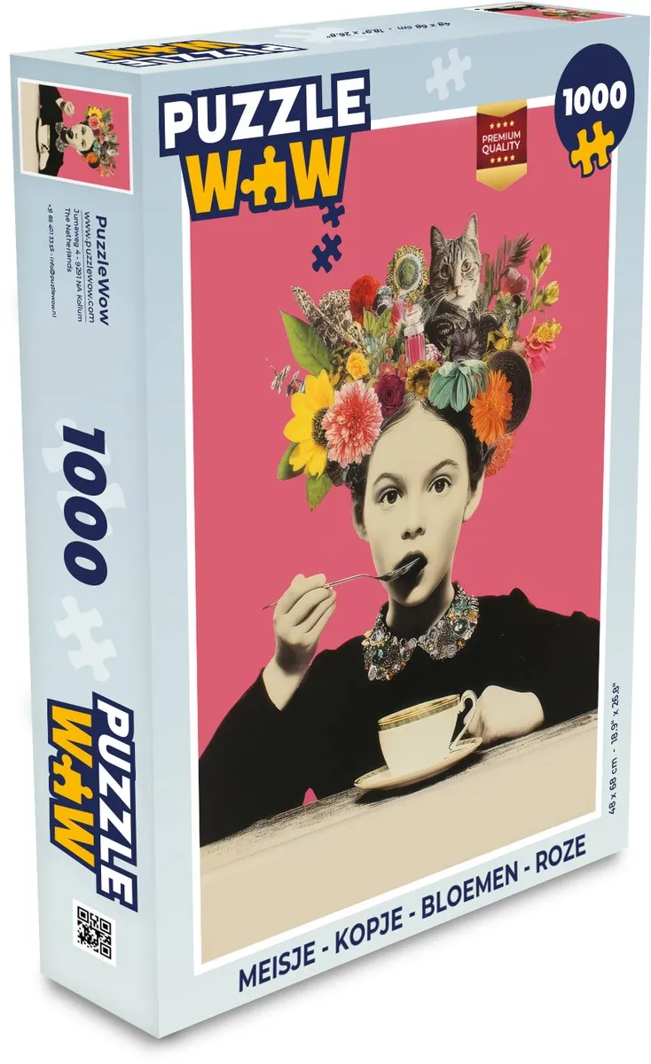 PuzzleWow Meisje Bloemen Kopje Puzzle 1000 Stuks