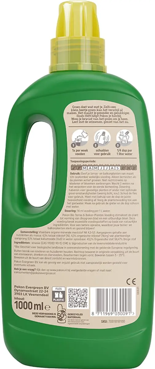 Pokon Bio Terras & Balkonplanten Voeding 1L - afbeelding 3 van 6