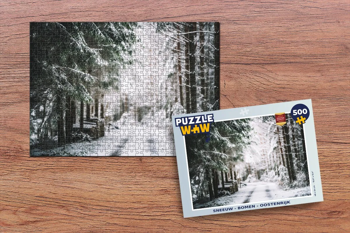 PuzzleWow Sneeuw Bomen Oostenrijk Legpuzzel 500 Stuks - Multicolor