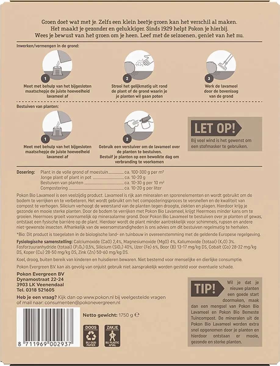 Pokon Bio Lavameel 1,75kg - Biologische Bodemverbeteraar - afbeelding 3 van 6
