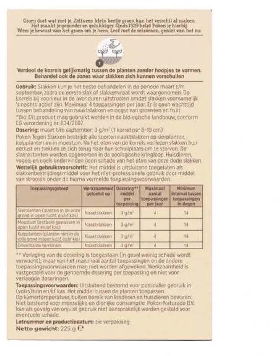 Pokon Bio Slakkenkorrels 225g - Regenbestendig - 75m² - afbeelding 6 van 6