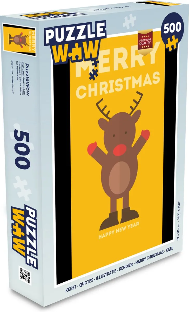 PuzzleWow Kerstpuzzel Rendier 500 Stuks - Multicolor