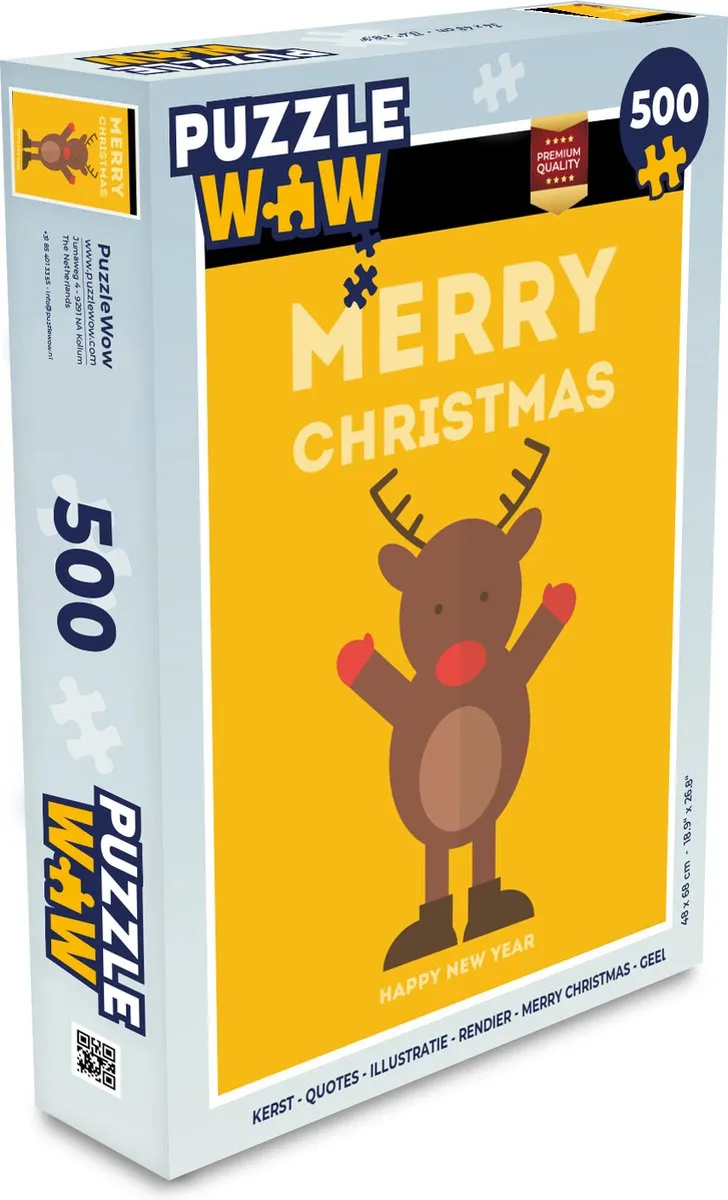 PuzzleWow Kerstpuzzel Rendier 500 Stuks - Multicolor