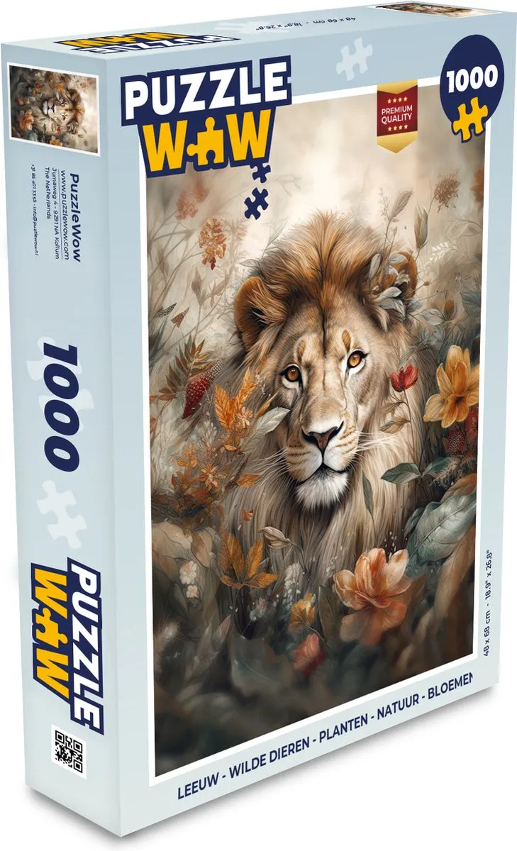 PuzzleWow Leeuw Wilde Dieren Legpuzzel 1000 Stuks - Multicolor