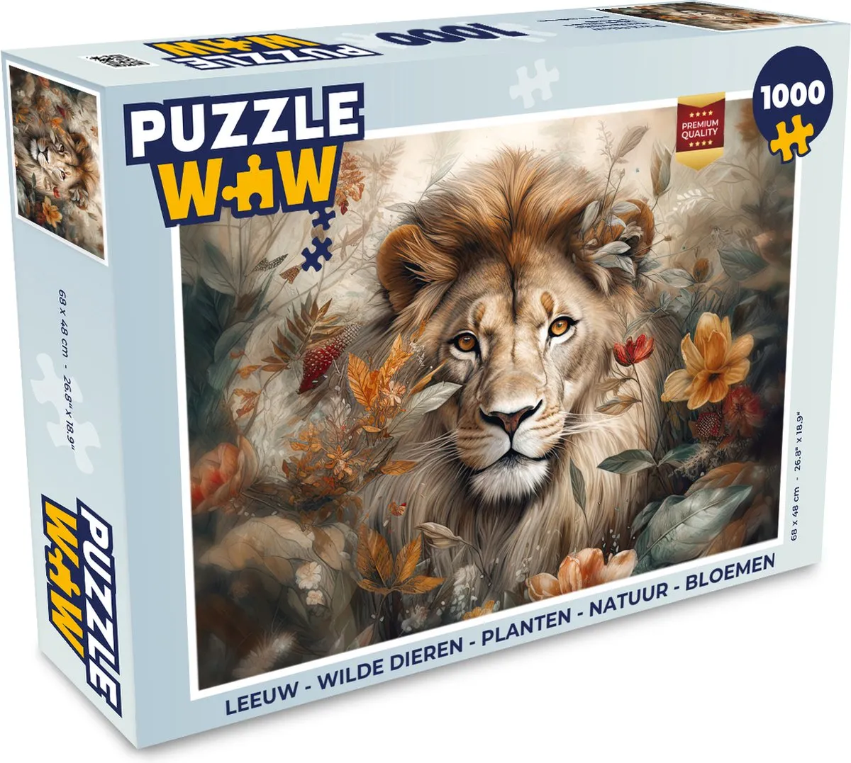 PuzzleWow Leeuw Wilde Dieren Legpuzzel 1000 Stuks - Multicolor
