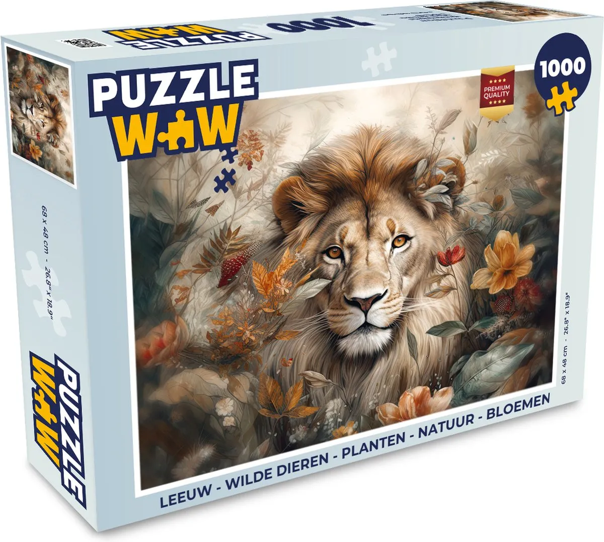 PuzzleWow Leeuw Wilde Dieren Legpuzzel 1000 Stuks - Multicolor
