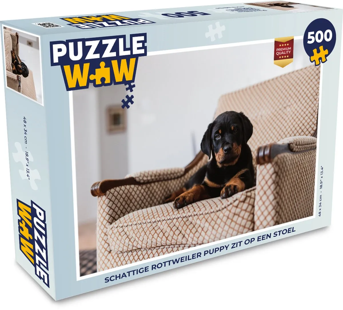 PuzzleWow 500 Stuks Legpuzzel Schattige Rottweiler