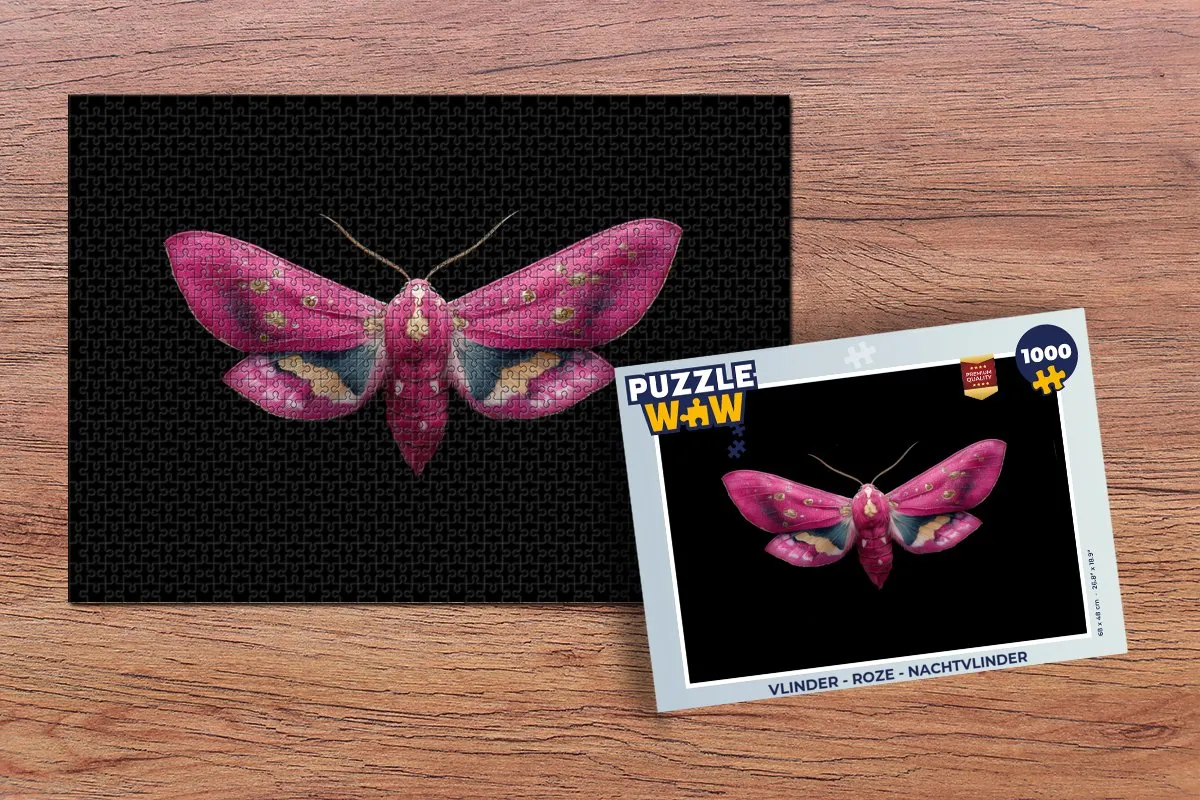 PuzzleWow Vlinder Nachtvlinder Legpuzzel 1000 Stuks - Roze