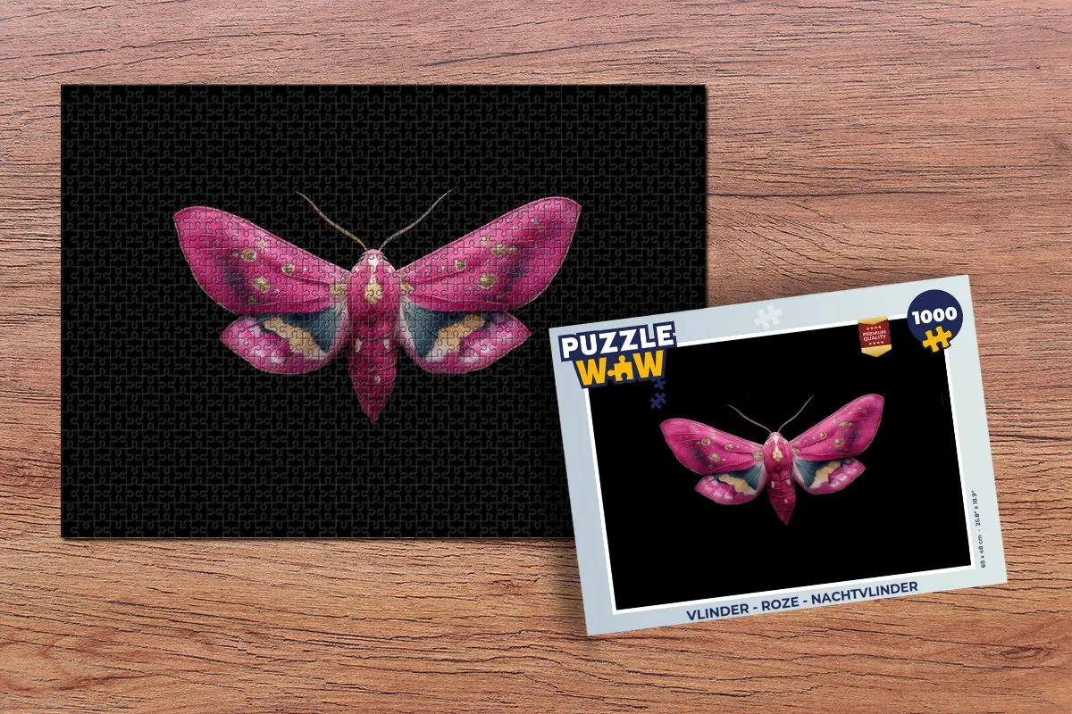 PuzzleWow Vlinder Nachtvlinder Legpuzzel 1000 Stuks - Roze