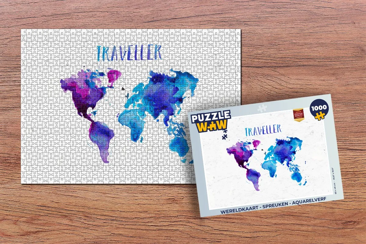 PuzzleWow Wereldkaart Legpuzzel 1000 Stuks - Multicolor