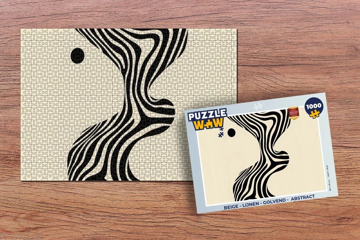 PuzzleWow Legpuzzel 1000 Stuks - Beige Golvend Abstract