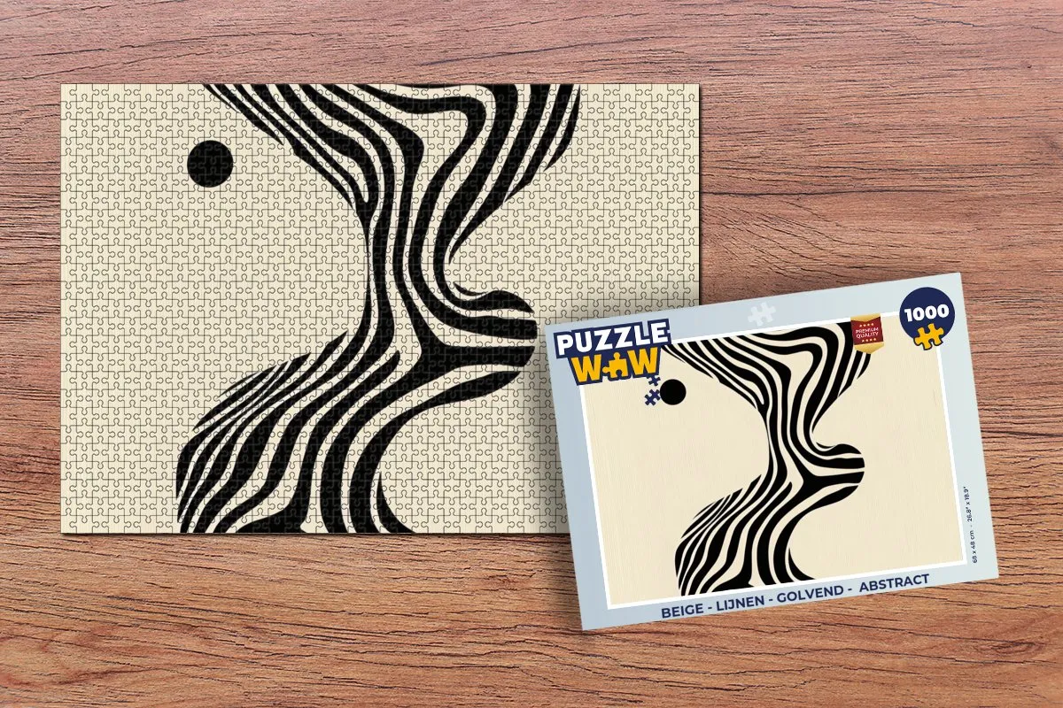 PuzzleWow Legpuzzel 1000 Stuks - Beige Golvend Abstract