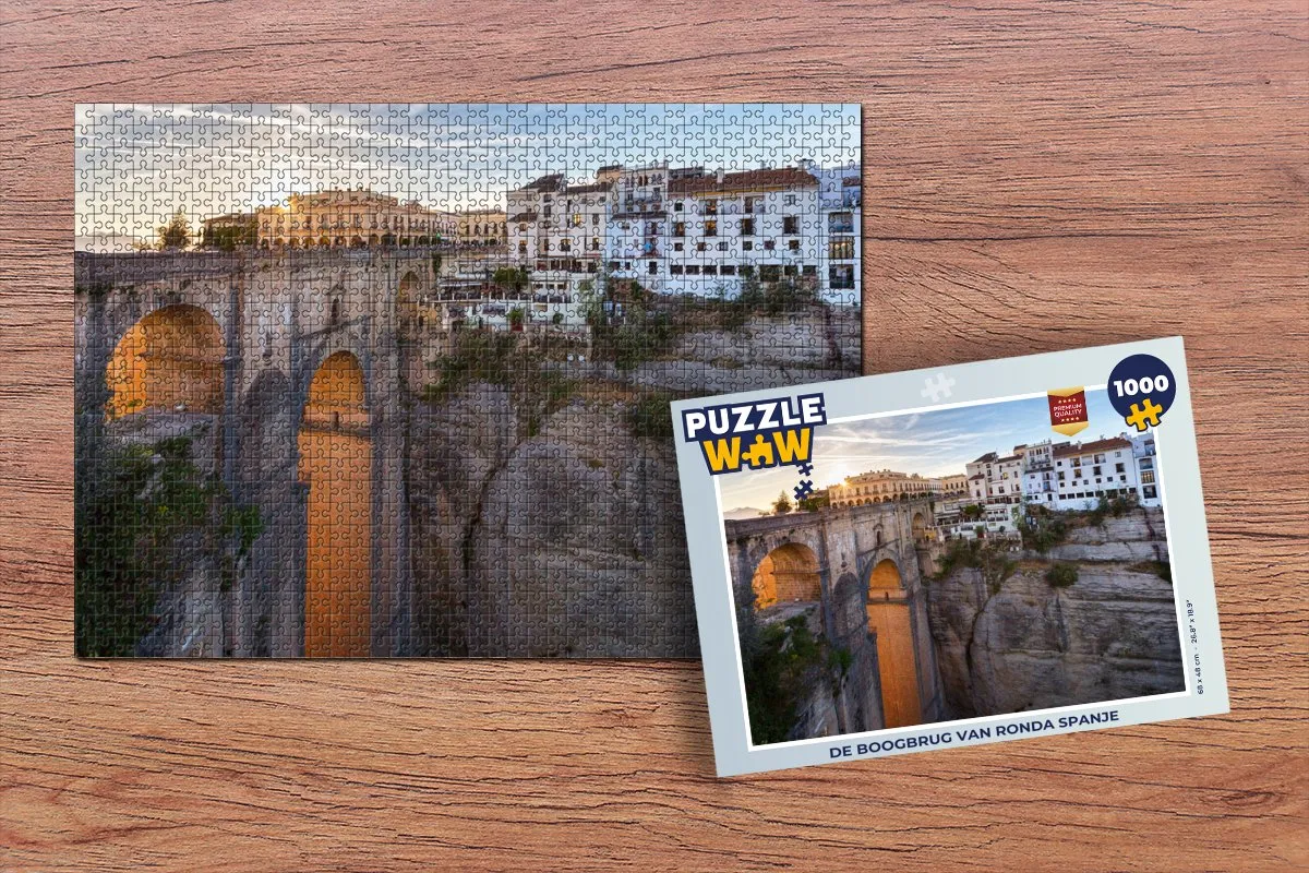 PuzzleWow De boogbrug van Ronda Spanje Legpuzzel 1000 Stuks - Multicolor