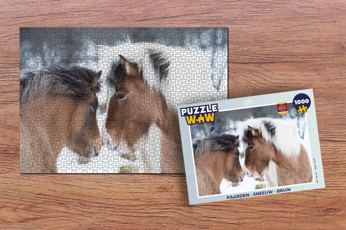 PuzzleWow Paarden Sneeuw Legpuzzel 1000 Stuks - Multicolor