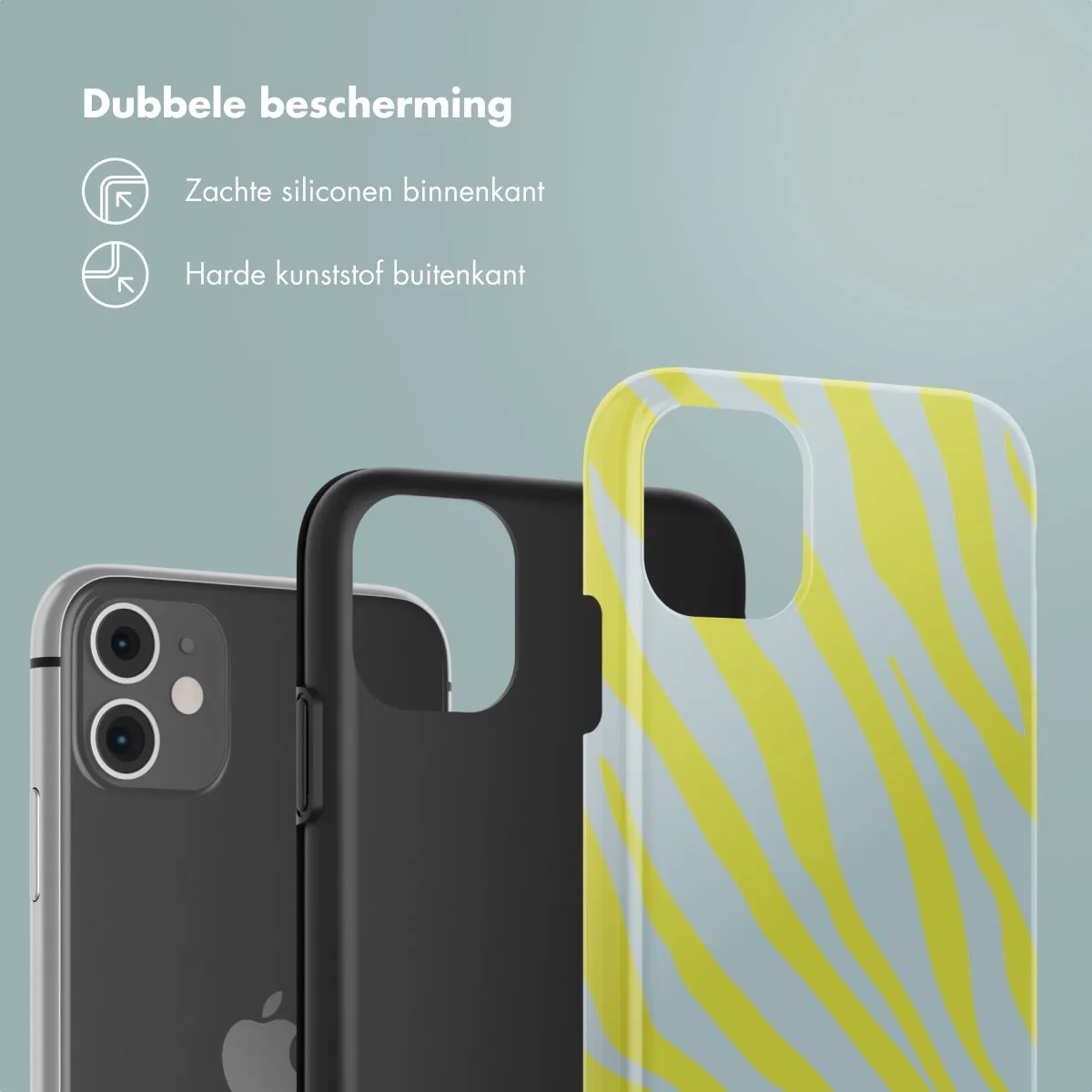 Selencia Hoesje iPhone 11 Zebra Winter Sky Titanium Yellow