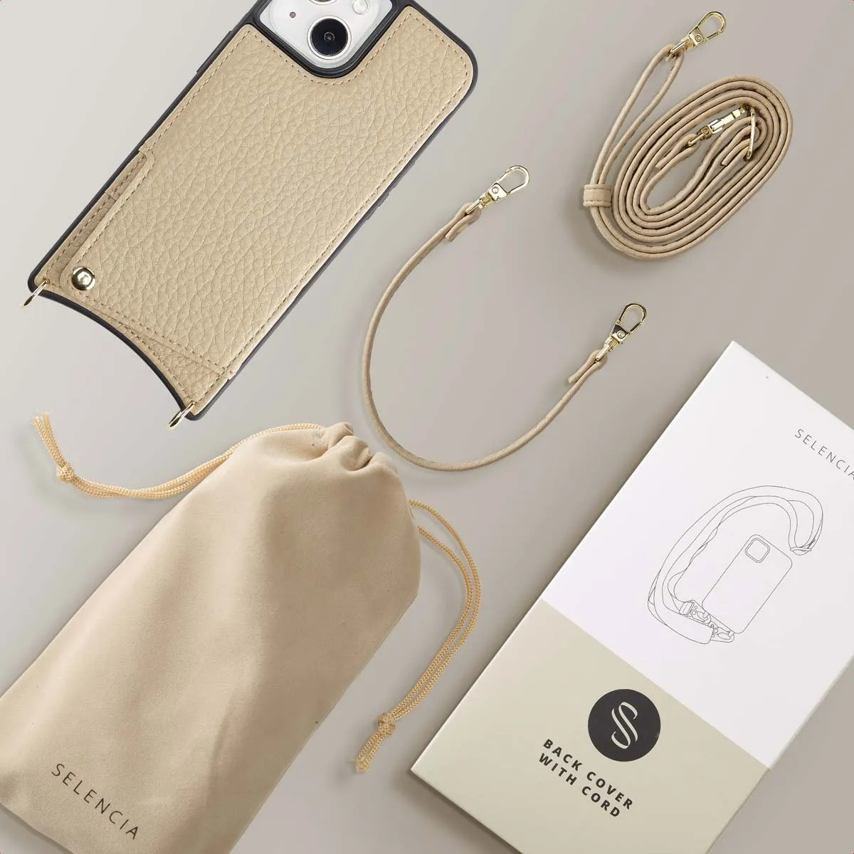 Selencia Hoesje iPhone 13/14 Beige - 2 Pasjes - afbeelding 6 van 6