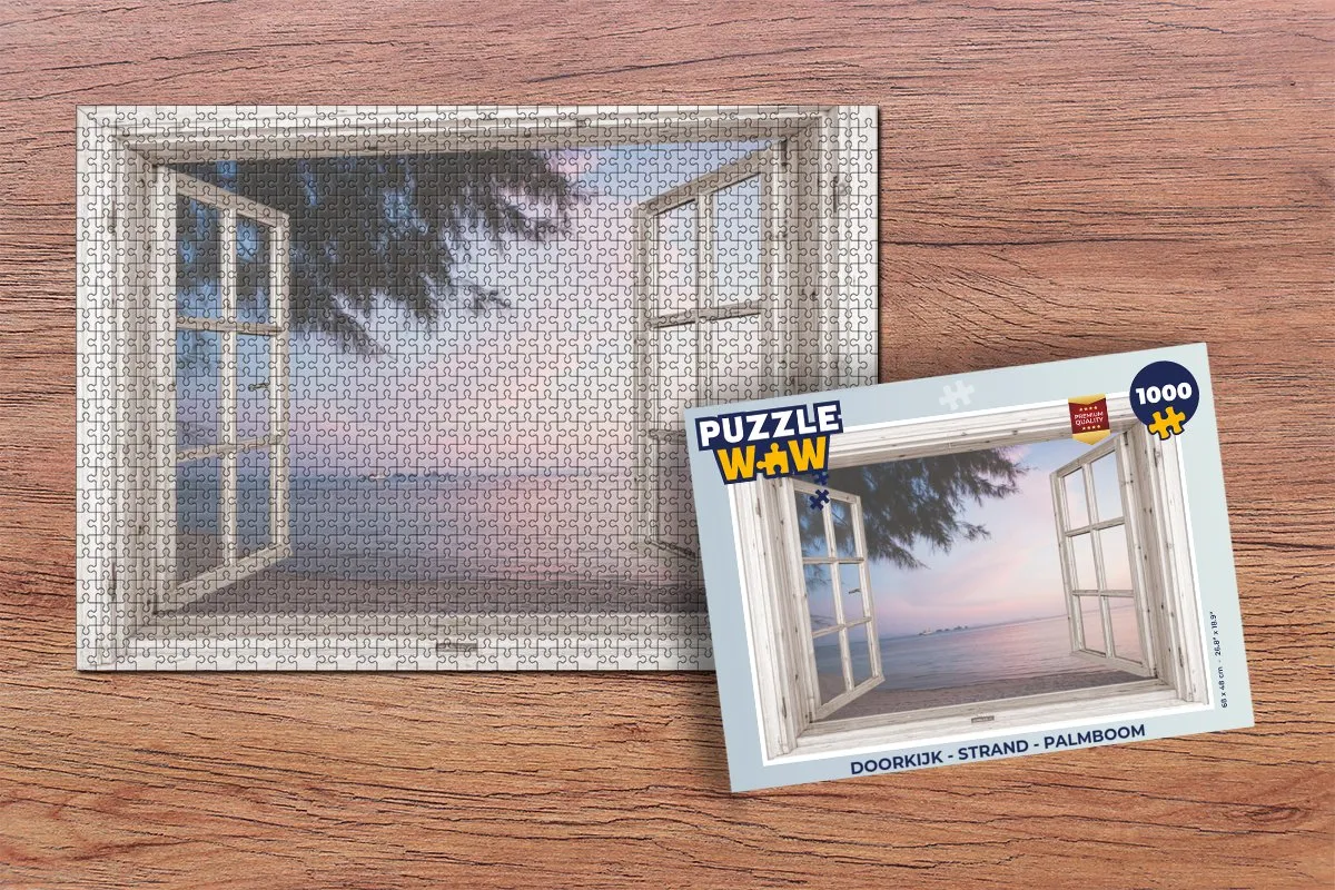 PuzzleWow Strand Palmboom Legpuzzel 1000 Stuks - Multicolor