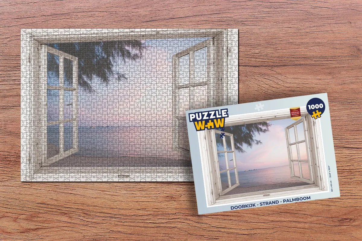 PuzzleWow Strand Palmboom Legpuzzel 1000 Stuks - Multicolor
