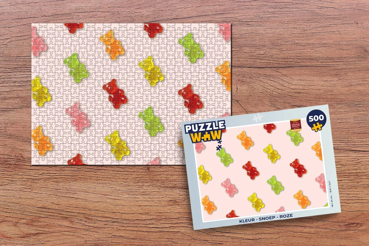 PuzzleWow Snoep Roze Legpuzzel 500 Stuks - Gummy