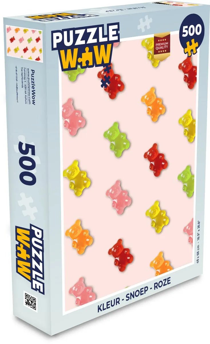 PuzzleWow Snoep Roze Legpuzzel 500 Stuks - Gummy