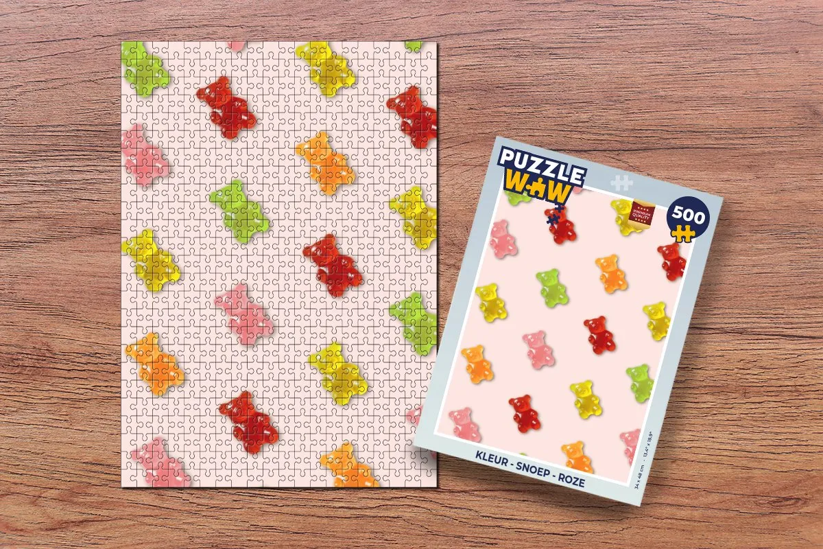 PuzzleWow Snoep Roze Legpuzzel 500 Stuks - Gummy