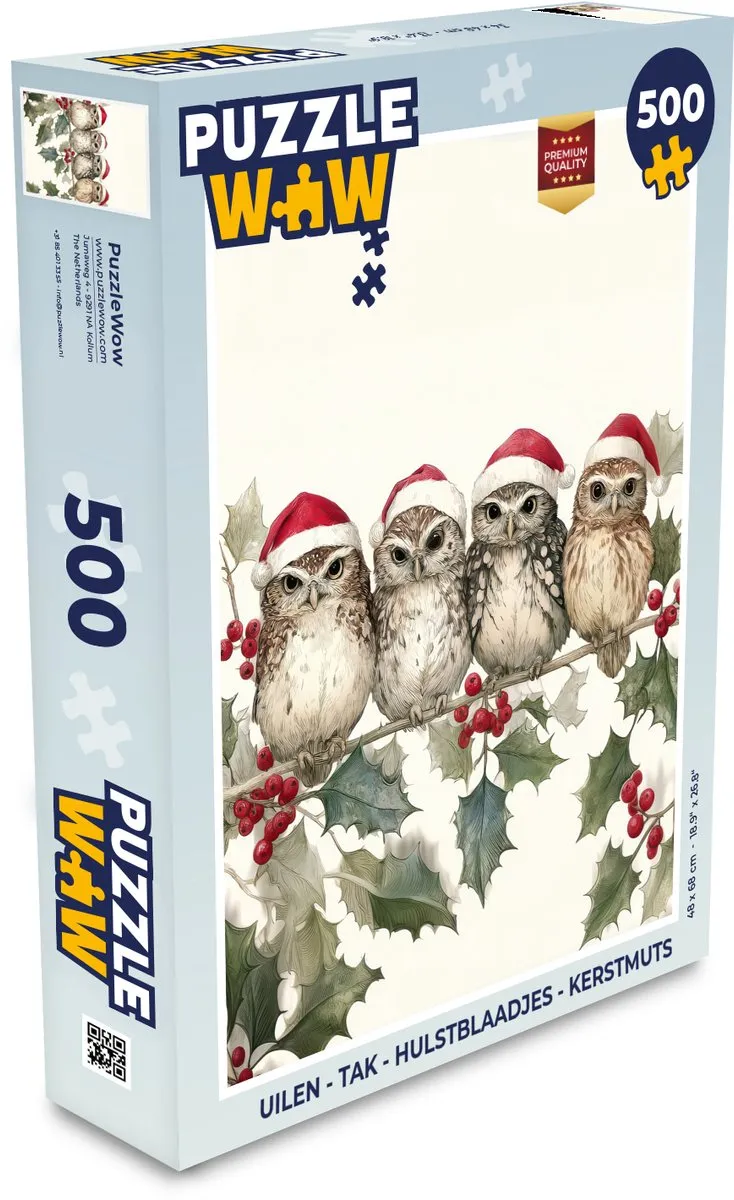 PuzzleWow Uilen Kerstpuzzel 500 Stuks