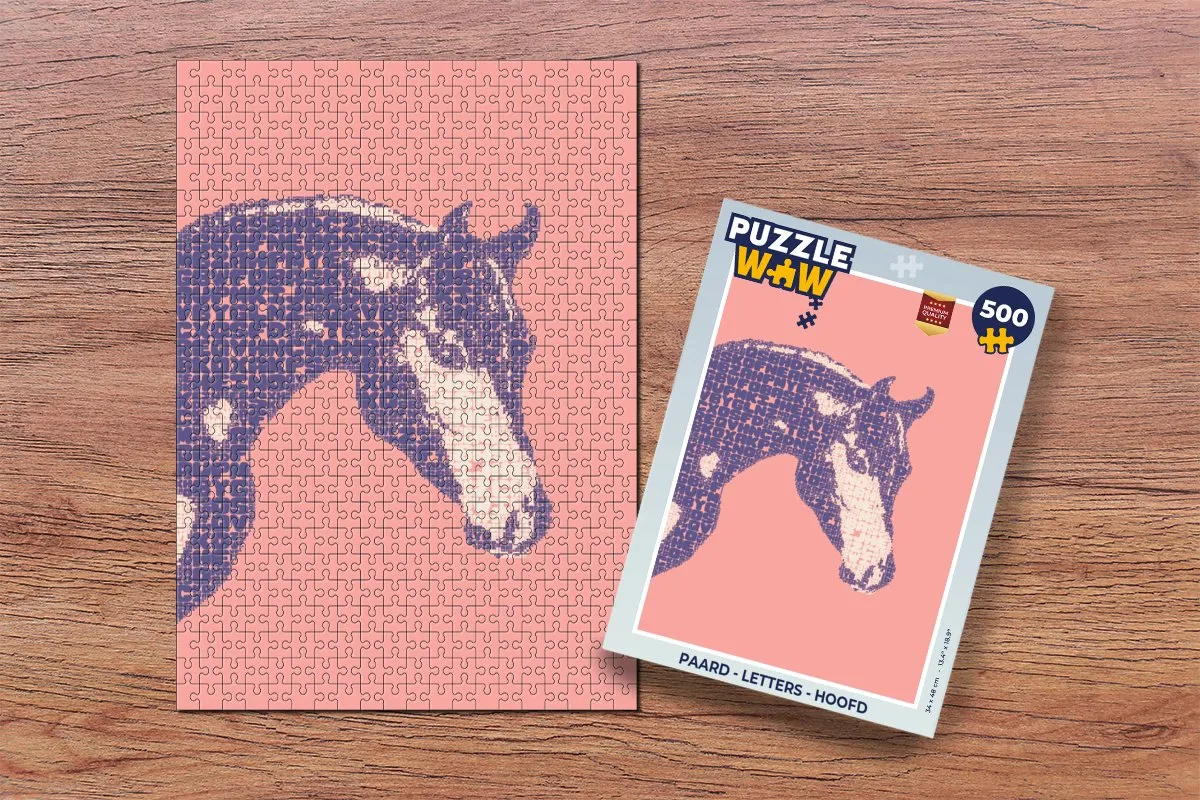 PuzzleWow Paard Letters Hoofd Legpuzzel 500 Stuks - Multicolor