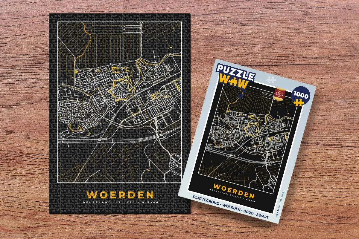 PuzzleWow Plattegrond Woerden Legpuzzel 1000 Stuks - Multicolor