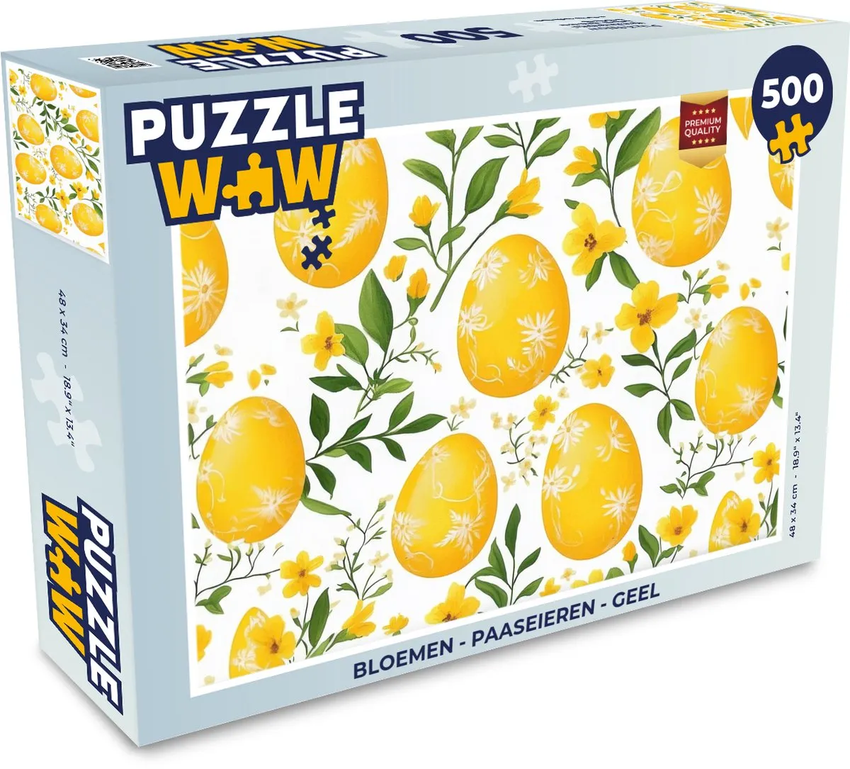 PuzzleWow Bloemen Paaseieren Legpuzzel 500 Stuks - Geel