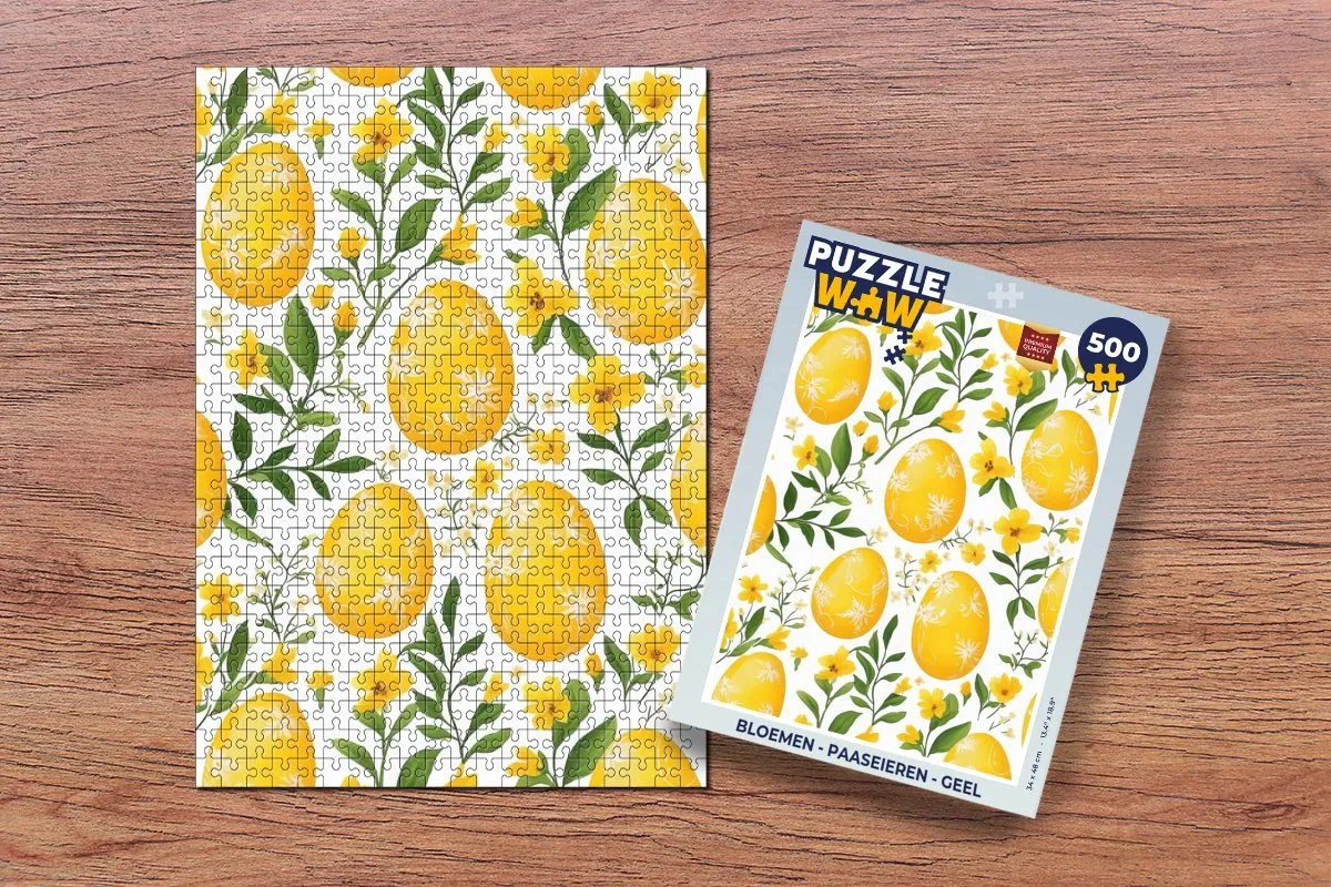 PuzzleWow Bloemen Paaseieren Legpuzzel 500 Stuks - Geel