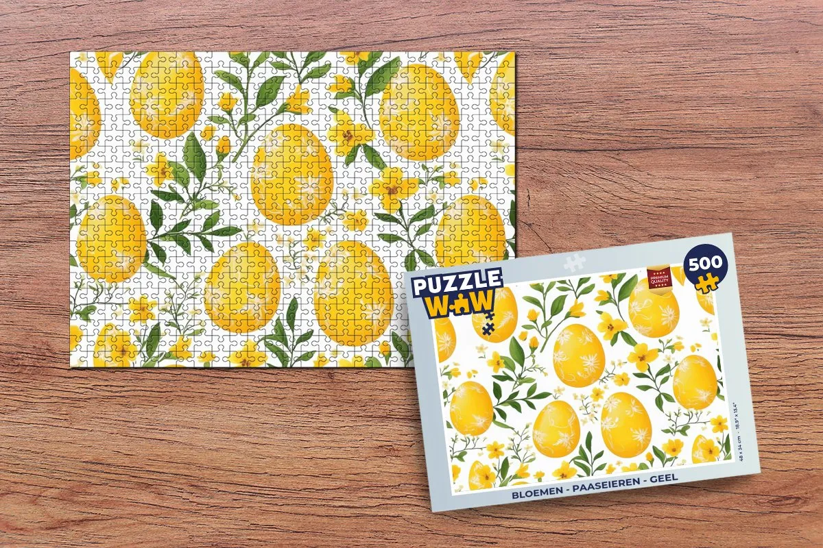 PuzzleWow Bloemen Paaseieren Legpuzzel 500 Stuks - Geel
