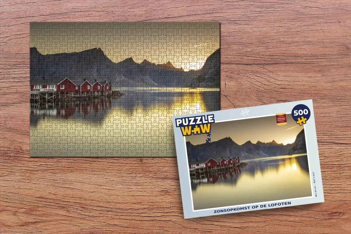 PuzzleWow Zonsopkomst op de Lofoten Legpuzzel 500 Stuks - Multicolor