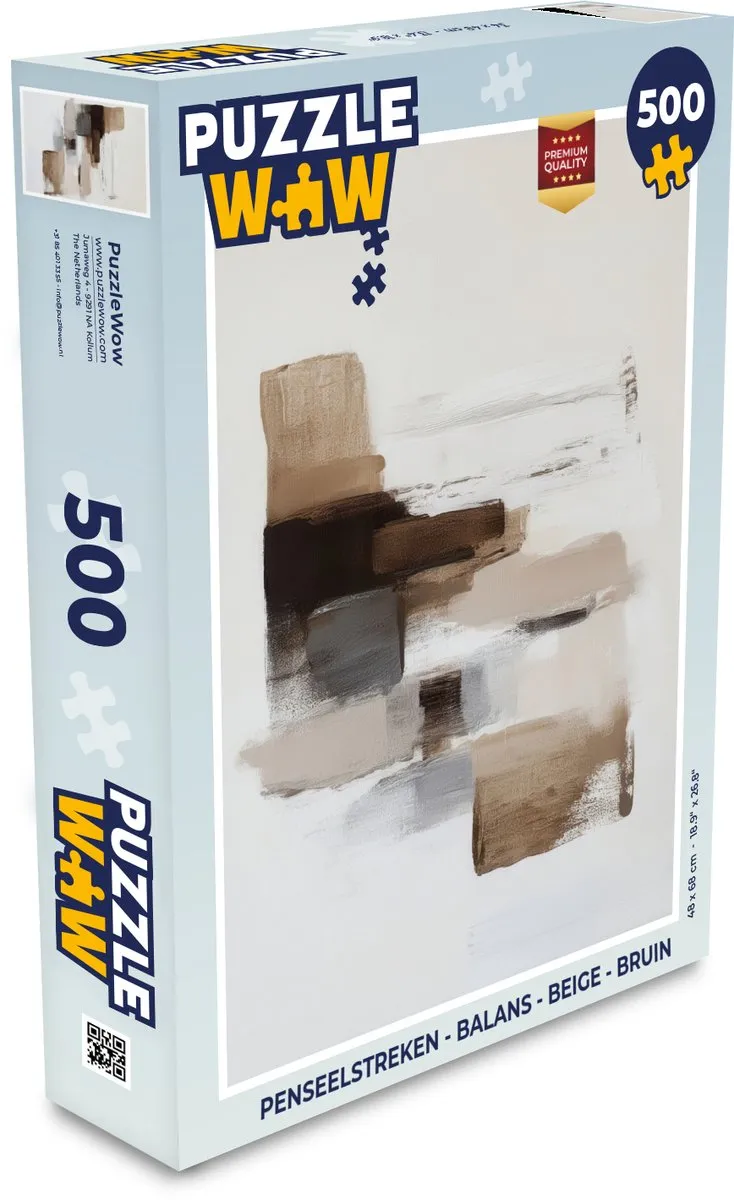 PuzzleWow Penseelstreken Balans Legpuzzel 500 Stuks - Beige/Bruin