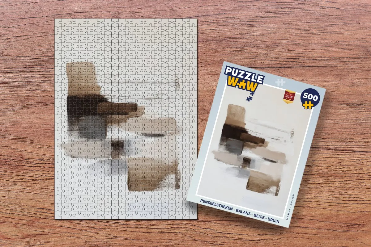 PuzzleWow Penseelstreken Balans Legpuzzel 500 Stuks - Beige/Bruin