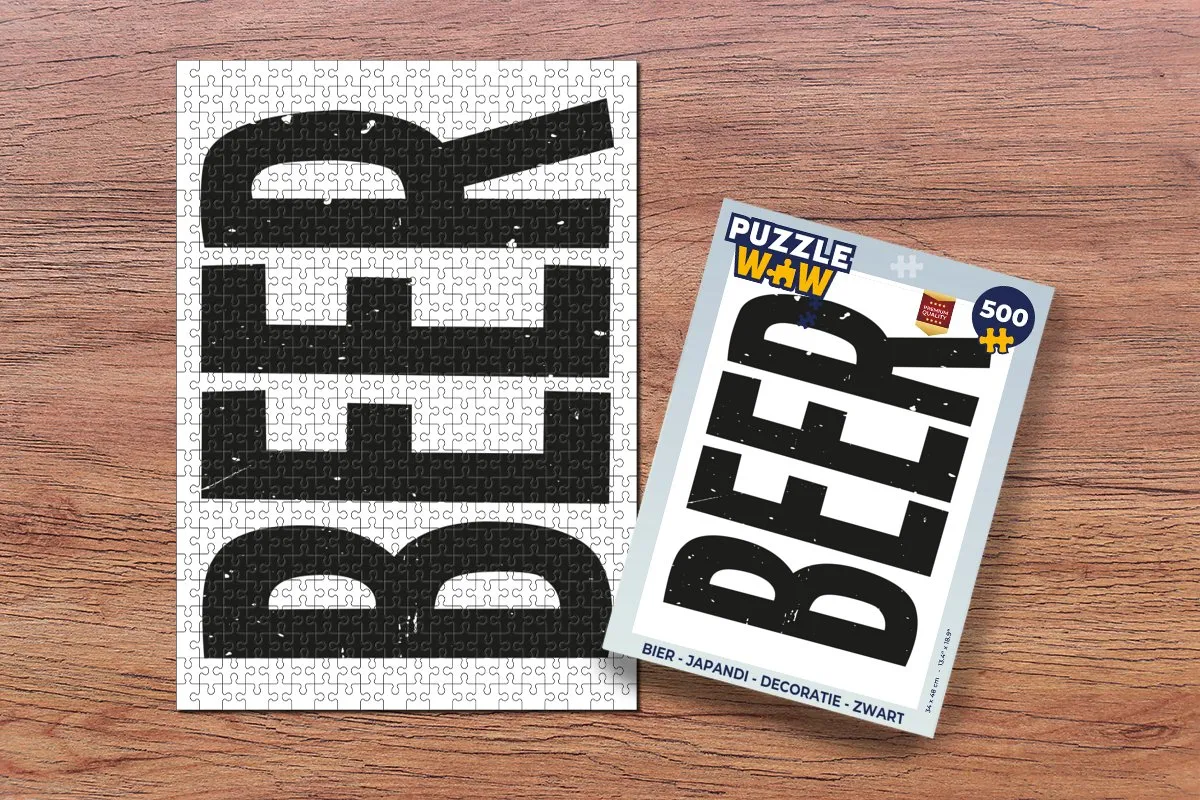 PuzzleWow Japandi Bier Legpuzzel 500 Stuks - Zwart