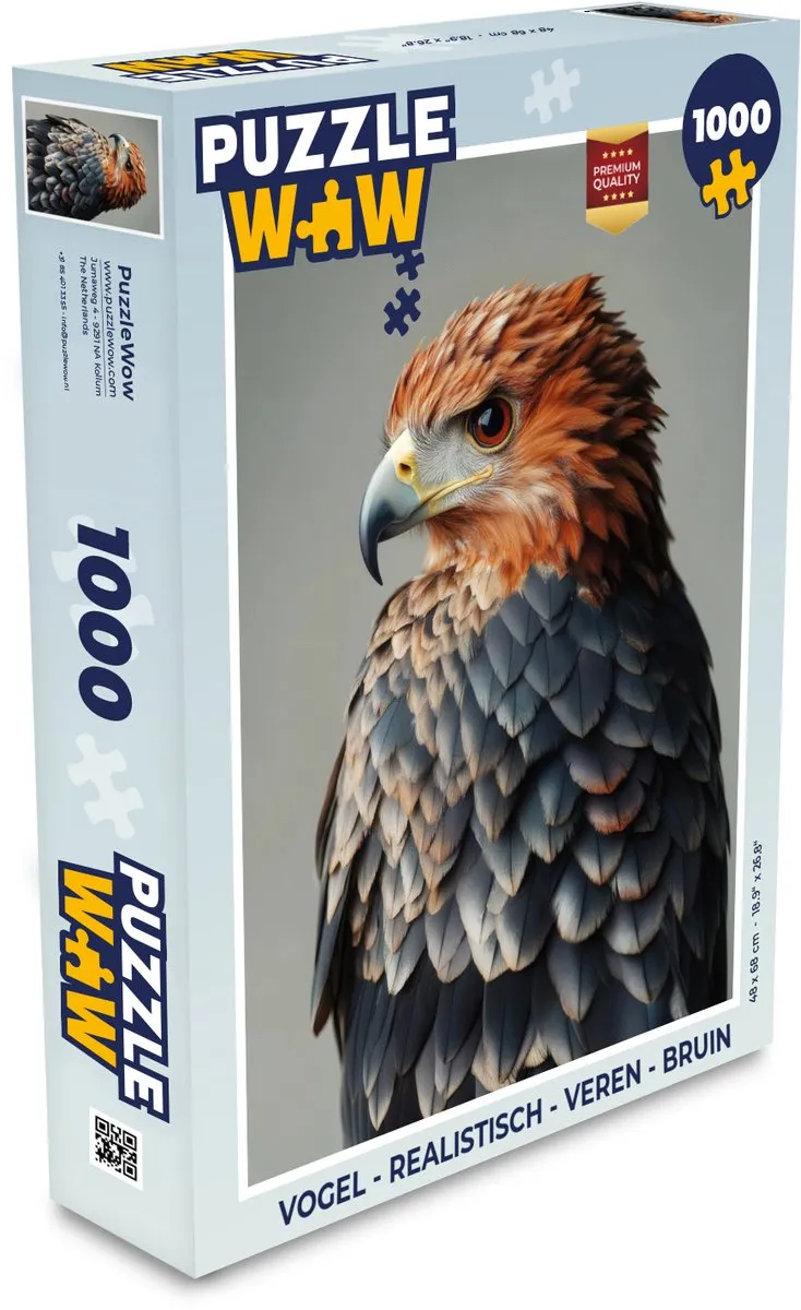 PuzzleWow Vogel Legpuzzel 1000 Stuks - Realistisch Bruin