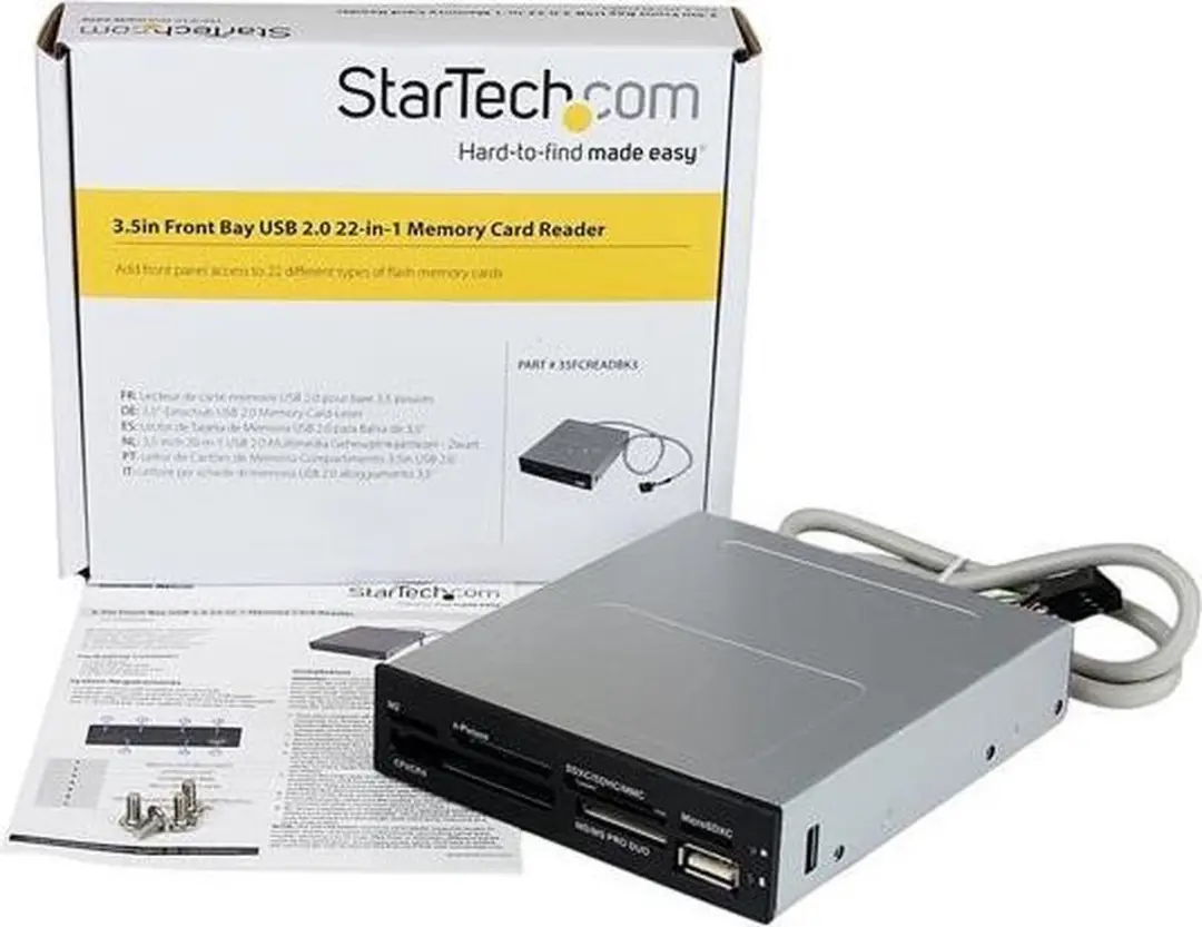 Startech 35FCREADBK3 USB 2.0 Kaartlezer 22-in-1 - 3,5" Front - Zwart